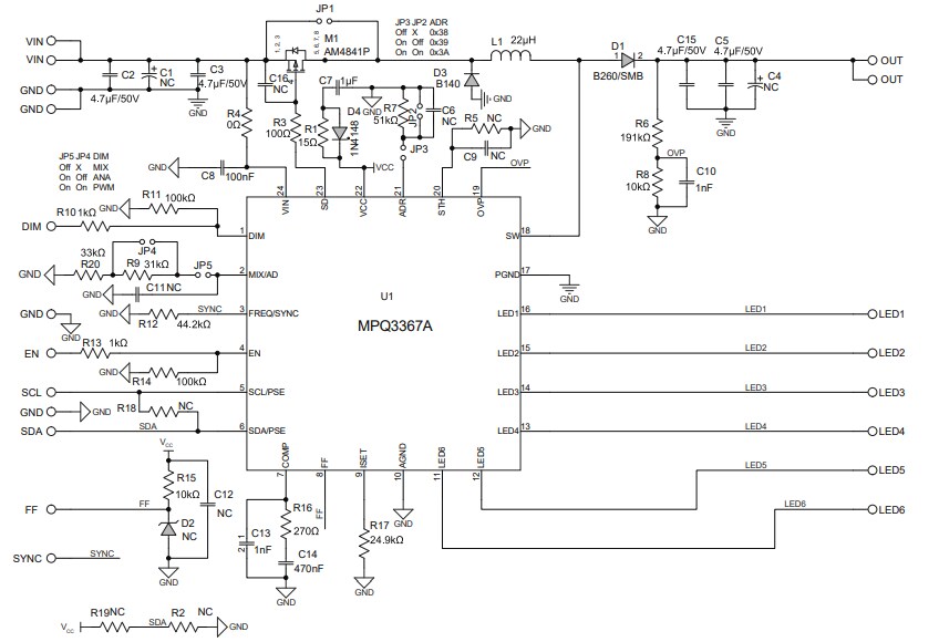 Schematic - Monolithic Power Systems (MPS) EVQ3367A Evaluation Board